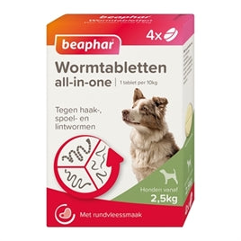 Beaphar Wormtablet All-In-One Hond 2,5 - 40 kg 4 Tabletten